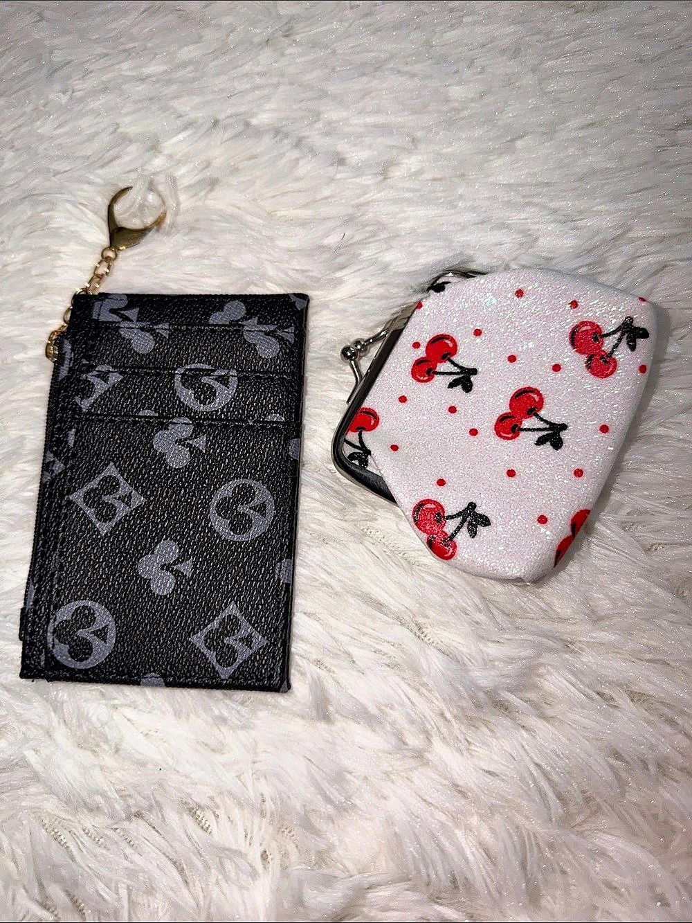 Two-Piece Pouch Set in Black & White Like without tag
